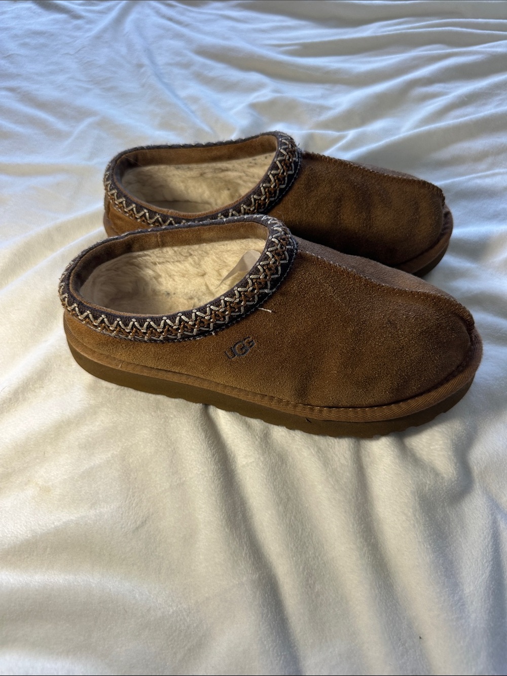 UGG Chestnut Suede Shearling-Lined Slip-On Clog